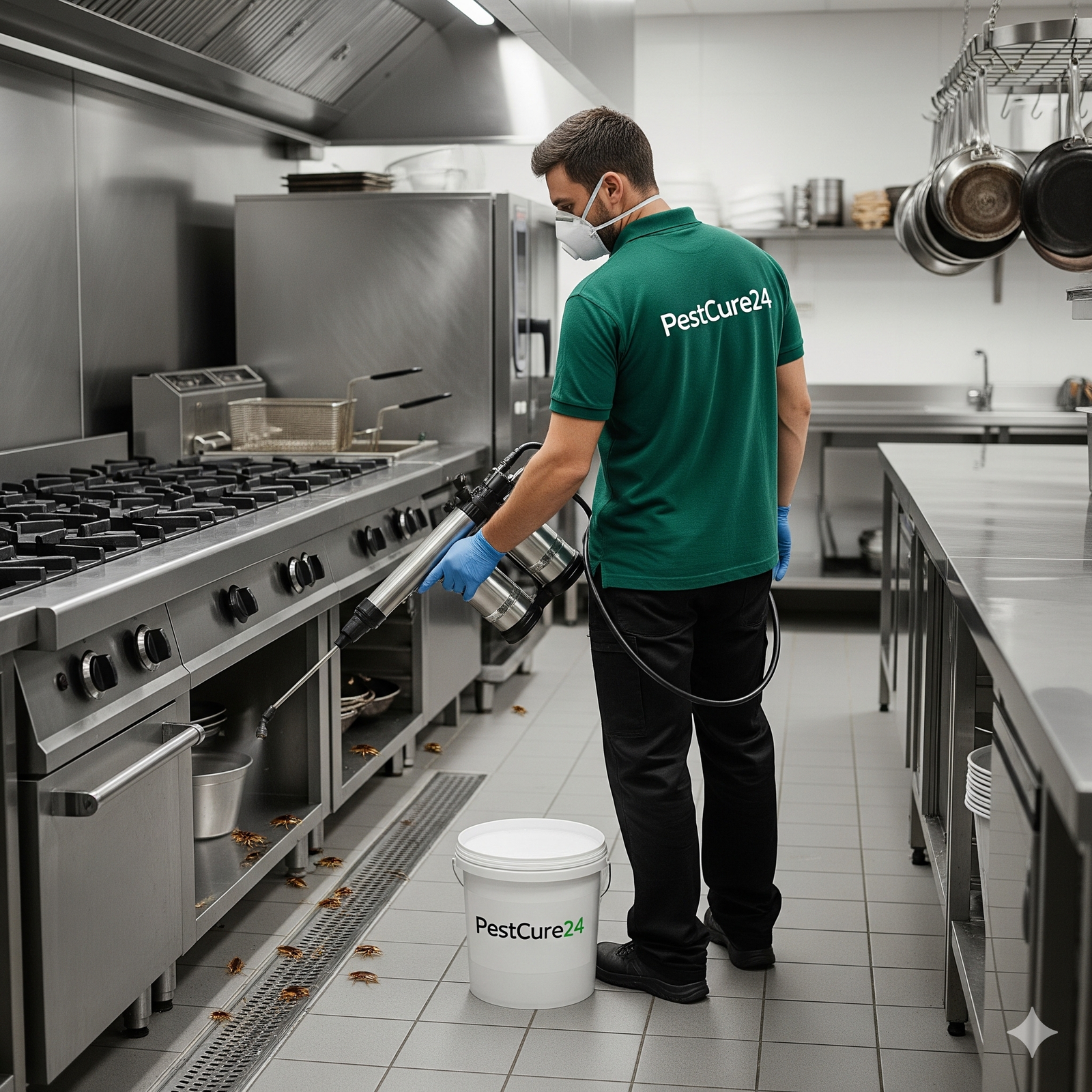 Gel-bait & spray treatments that eliminate cockroaches from kitchens and bathrooms.