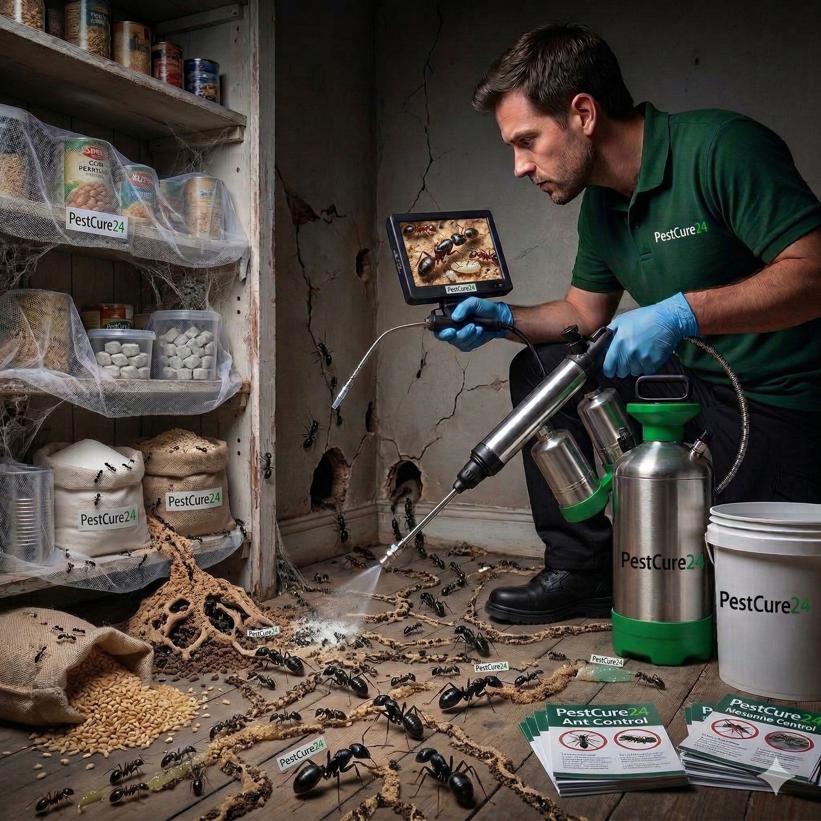 Targeted colony treatment to stop ant trails & protect food surfaces.